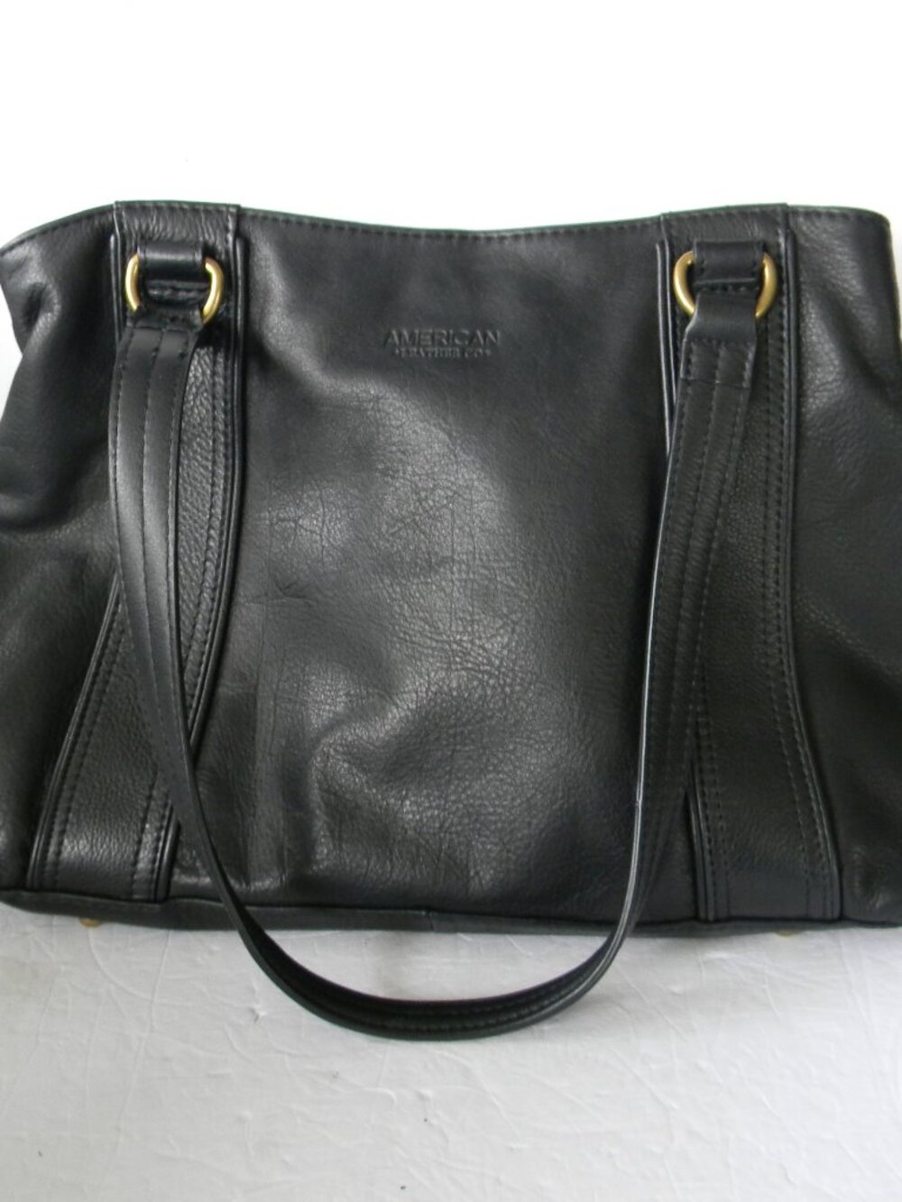 AMERICAN LEATHER CO. BLACK VAL LARGE TOTE SHOULDER BAG